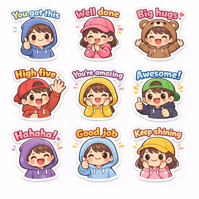 Cute 9 Grid Motivational Stickers