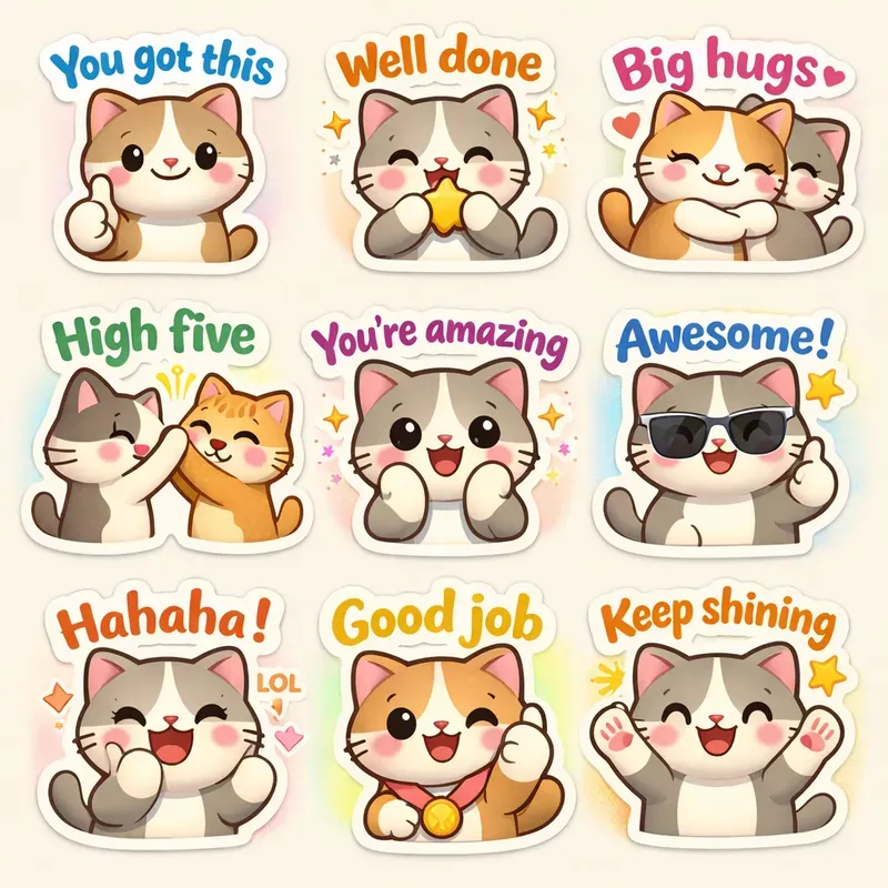 Cute 9 Grid Motivational Stickers