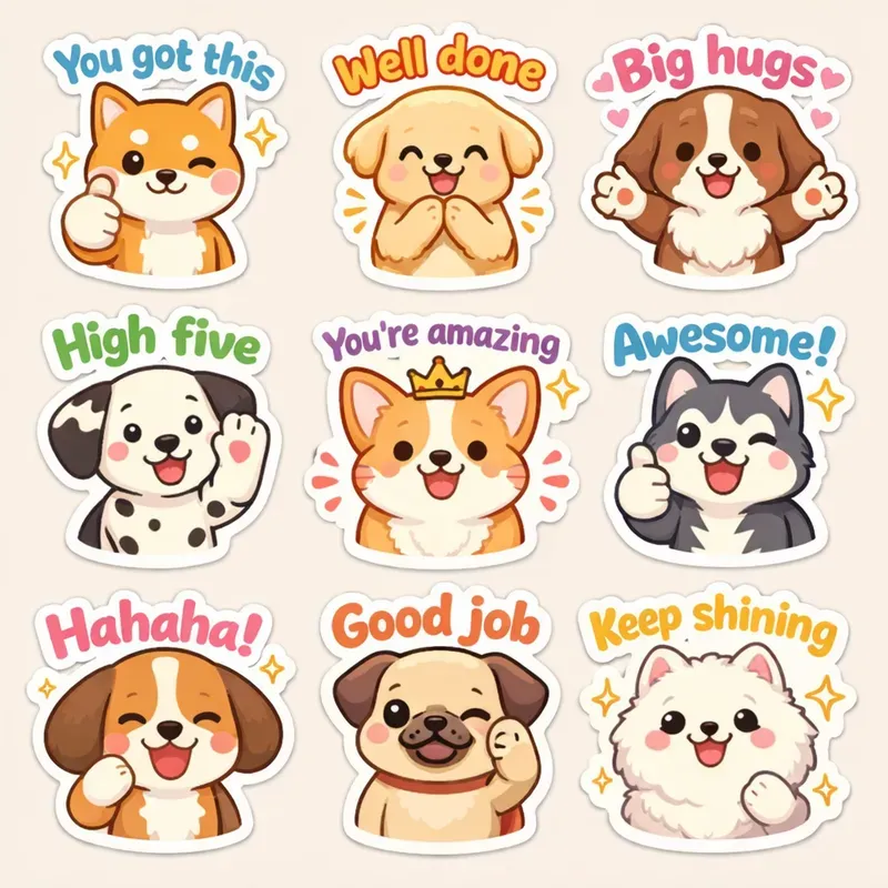 Cute 9 Grid Motivational Stickers