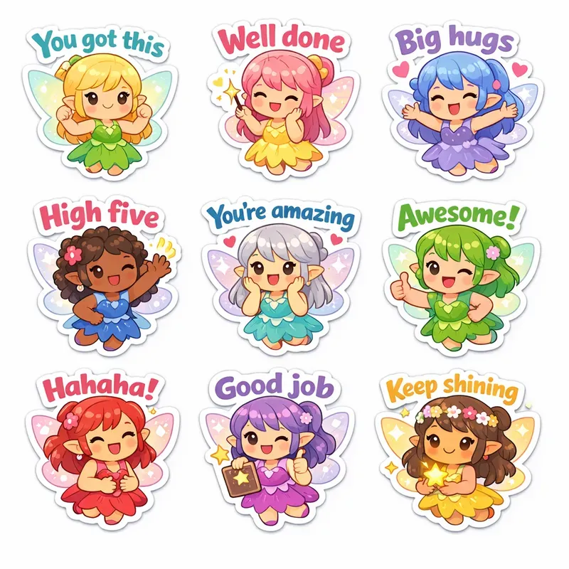 Cute 9 Grid Motivational Stickers