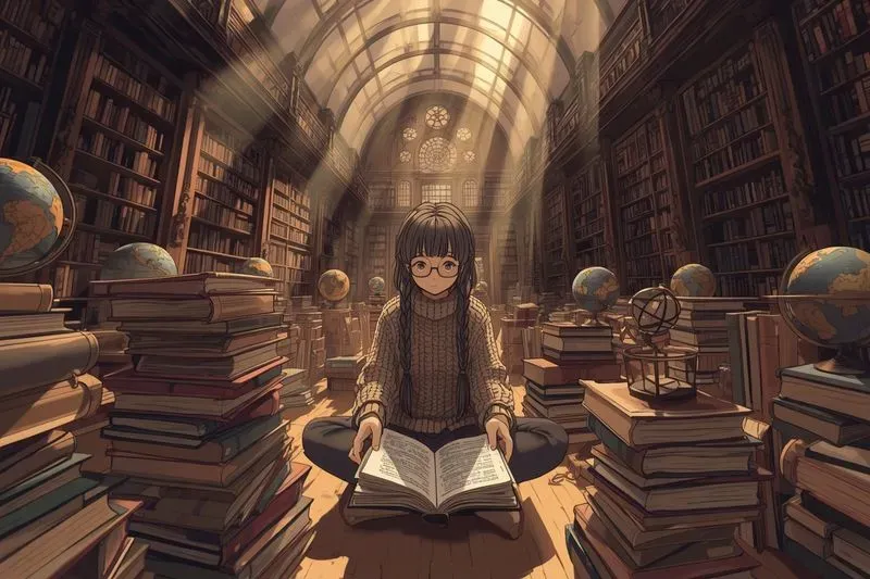 Cozy Library Anime Aesthetics