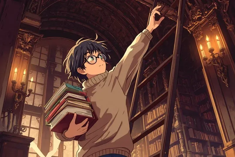 Cozy Library Anime Aesthetics