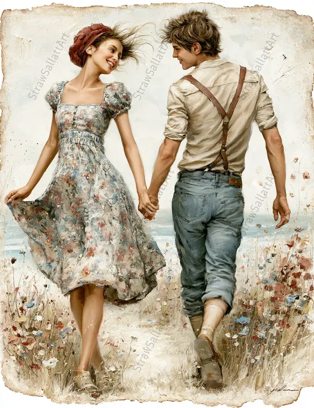 Romantic Couple Junk Journal Art Pages