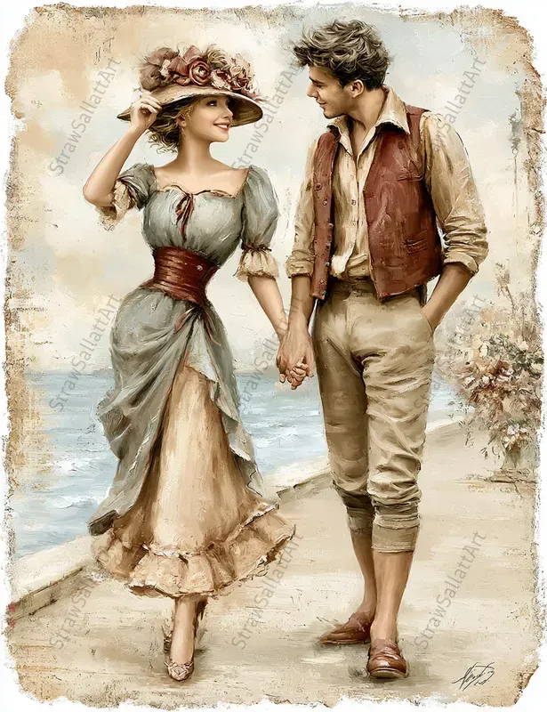 Romantic Couple Junk Journal Art Pages