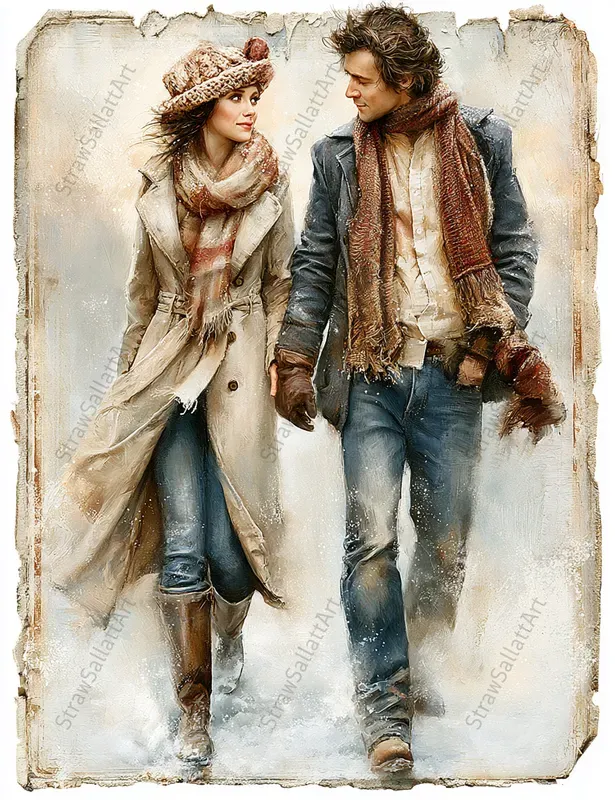 Romantic Couple Junk Journal Art Pages