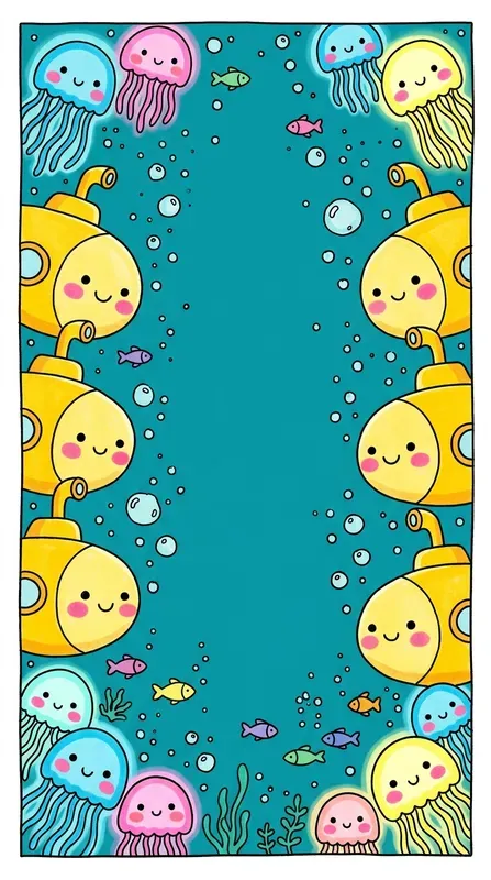 Whimsical Peekaboo Kids Border Art
