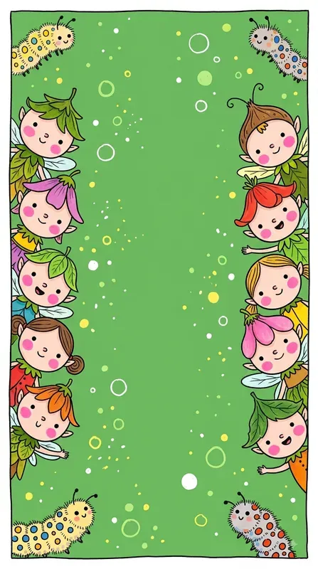 Whimsical Peekaboo Kids Border Art