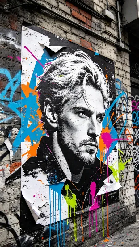 Neon Wheatpaste Street Art