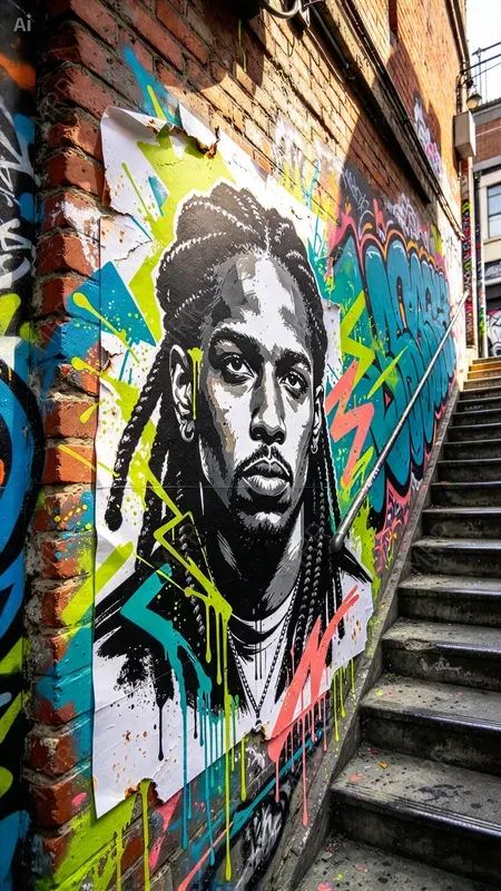 Neon Wheatpaste Street Art