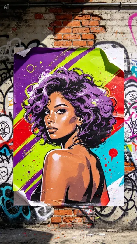 Neon Wheatpaste Street Art