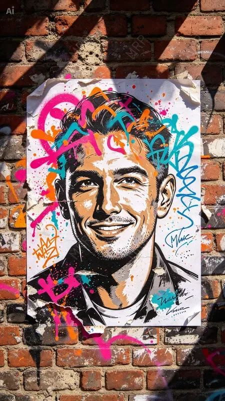 Neon Wheatpaste Street Art