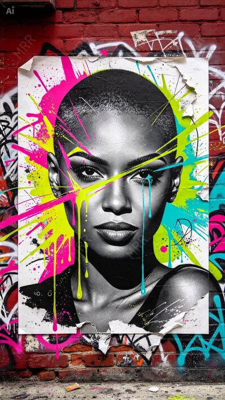 Neon Wheatpaste Street Art