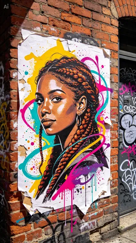 Neon Wheatpaste Street Art