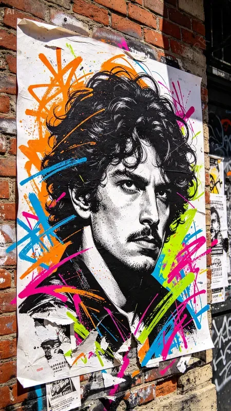 Neon Wheatpaste Street Art
