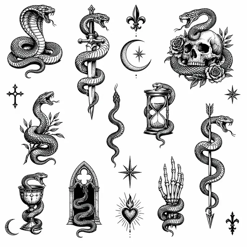Gothic Tattoo Flash Sheets