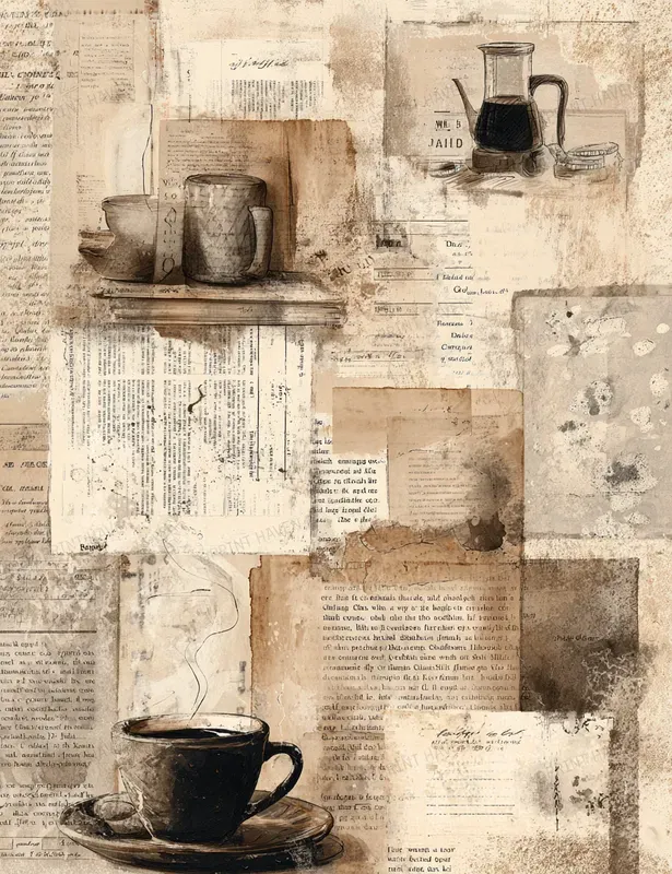Vintage Cafe Junk Journal Digital Papers