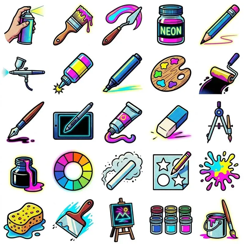 2d Retro Halftone Pop Art Sticker Sheets