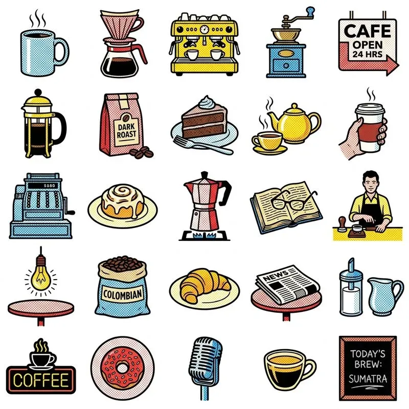 2d Retro Halftone Pop Art Sticker Sheets