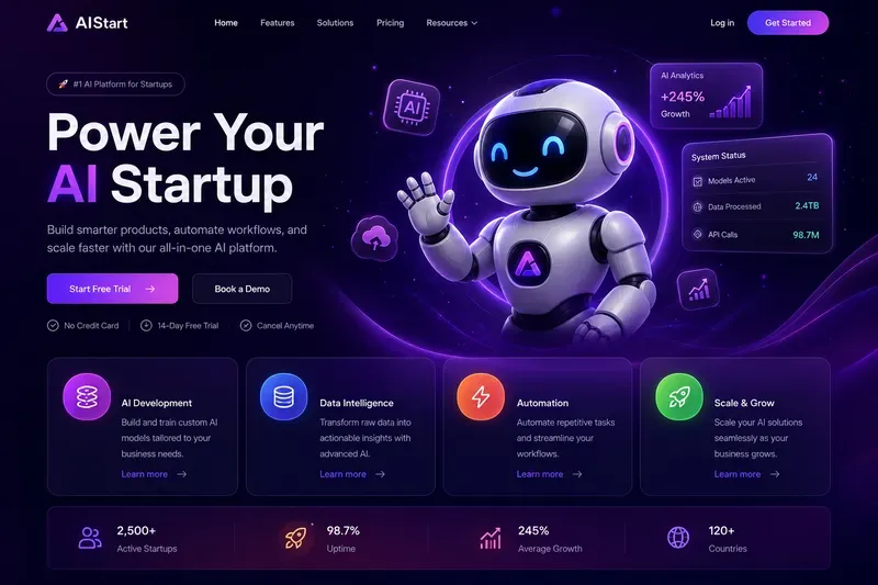 Futuristic Startup Landing Page UIs