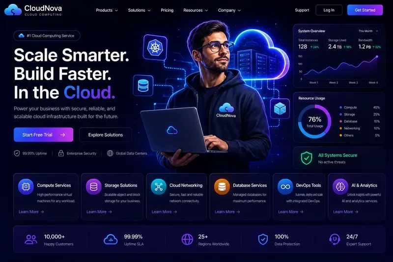 Futuristic Startup Landing Page UIs