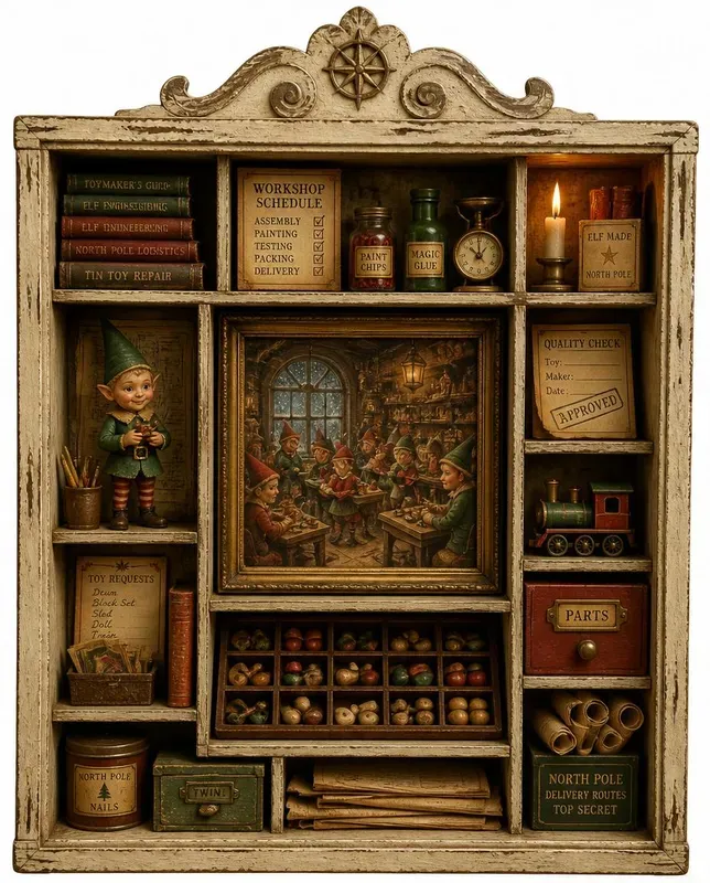 Vintage Christmas Shadowbox Ephemera