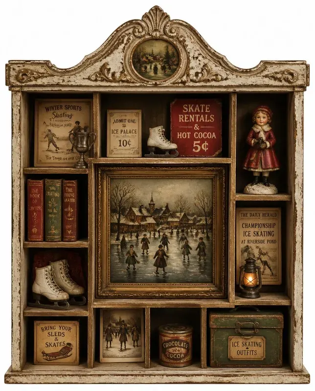 Vintage Christmas Shadowbox Ephemera