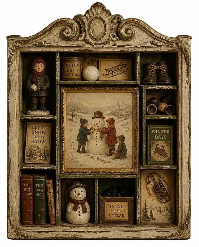 Vintage Christmas Shadowbox Ephemera
