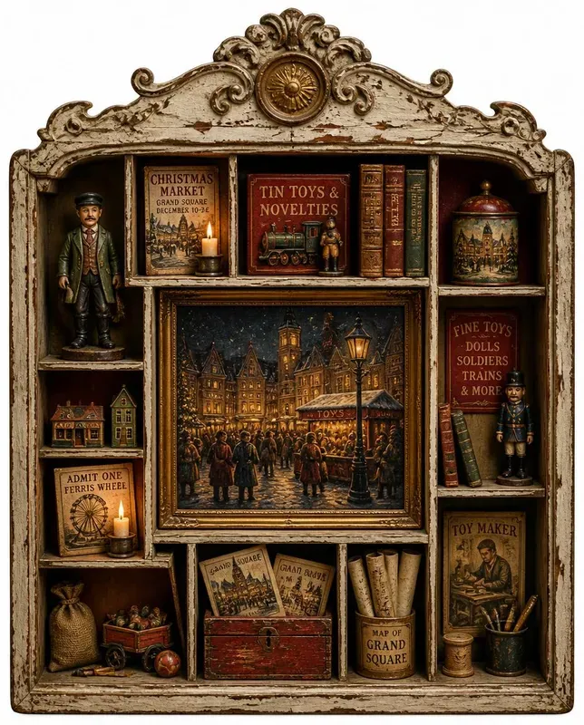 Vintage Christmas Shadowbox Ephemera