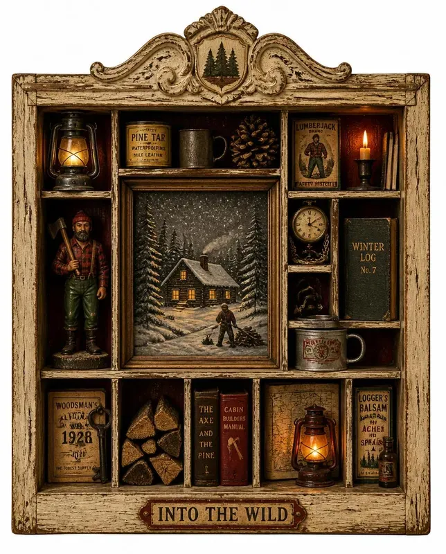 Vintage Christmas Shadowbox Ephemera