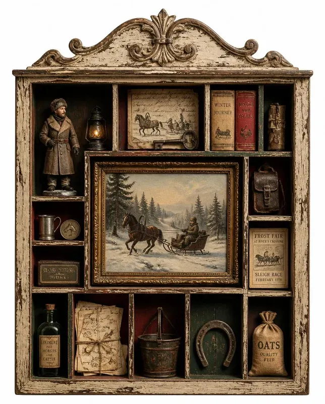 Vintage Christmas Shadowbox Ephemera
