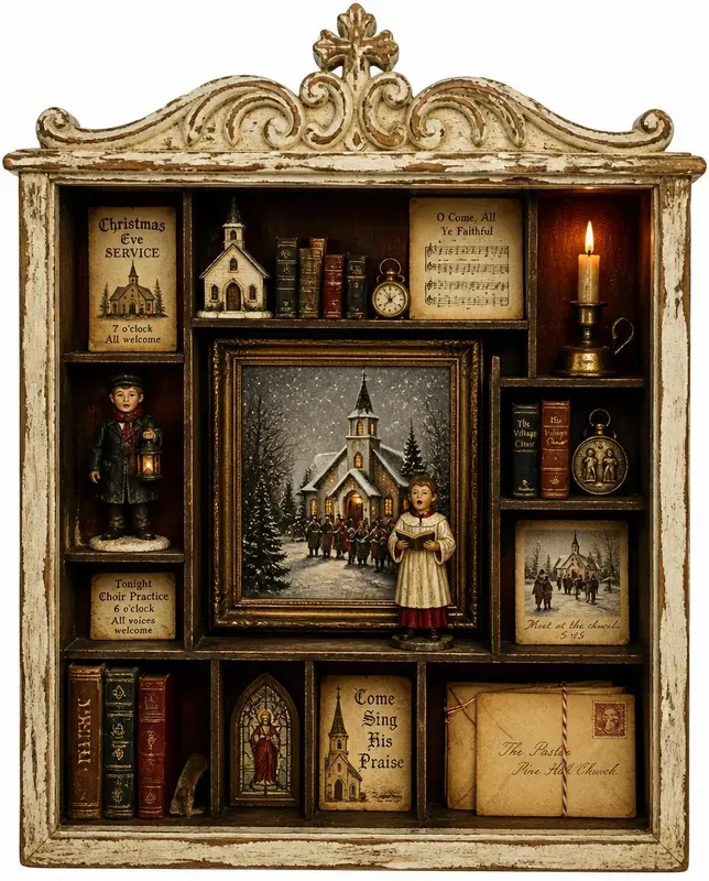 Vintage Christmas Shadowbox Ephemera