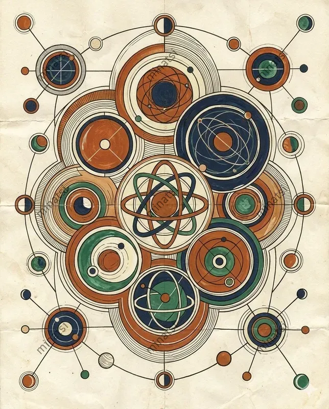 Abstract Celestial Diagram Gouache Art