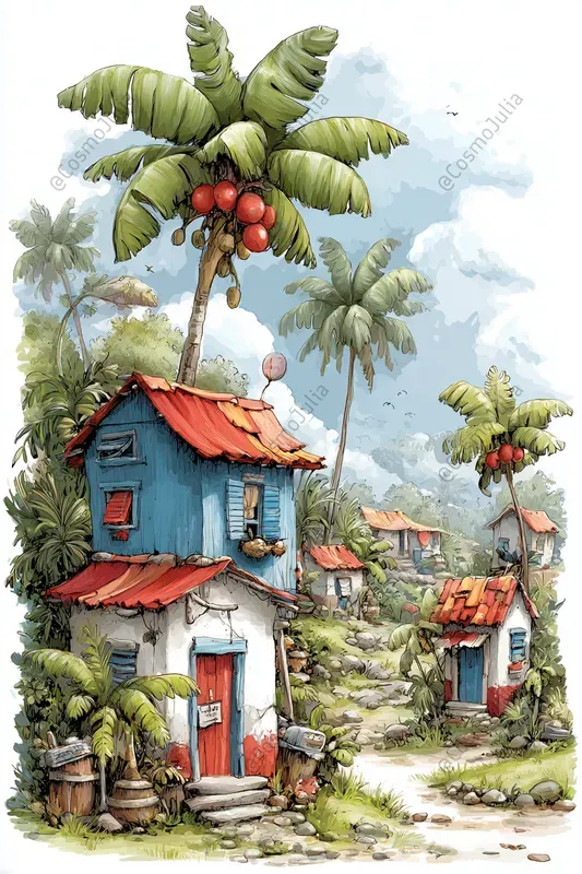 Tropical Watercolor Landscapes