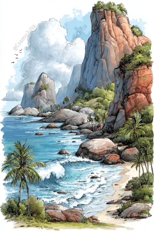 Tropical Watercolor Landscapes