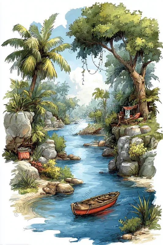 Tropical Watercolor Landscapes