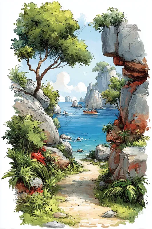 Tropical Watercolor Landscapes