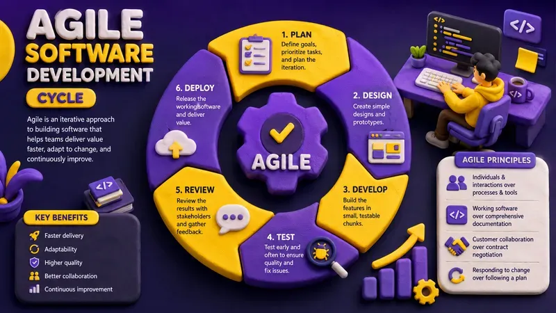 Vibrant 3D Clay Office Infographic UIs