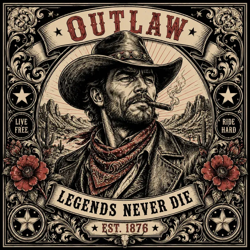 Vintage Western Ink Portraits