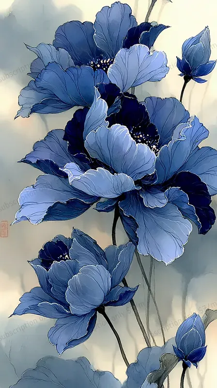 Luxury Ink Wash Blue Style