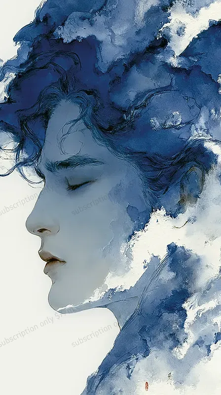 Luxury Ink Wash Blue Style