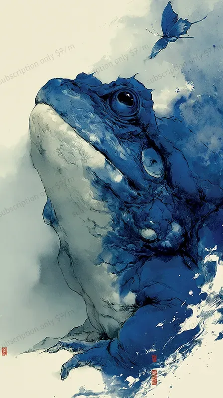 Luxury Ink Wash Blue Style