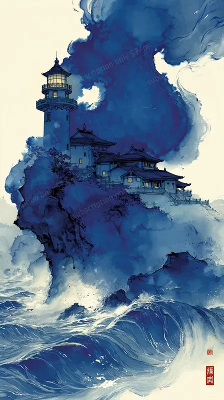 Luxury Ink Wash Blue Style