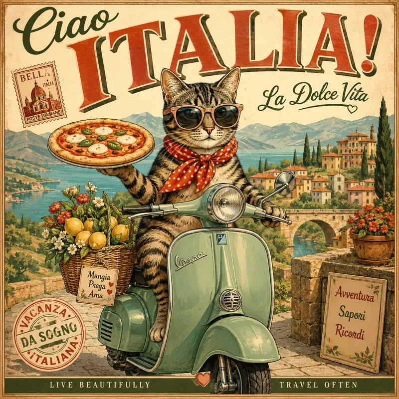 Italian Animal Travel Poster Art
