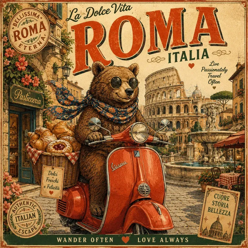 Italian Animal Travel Poster Art