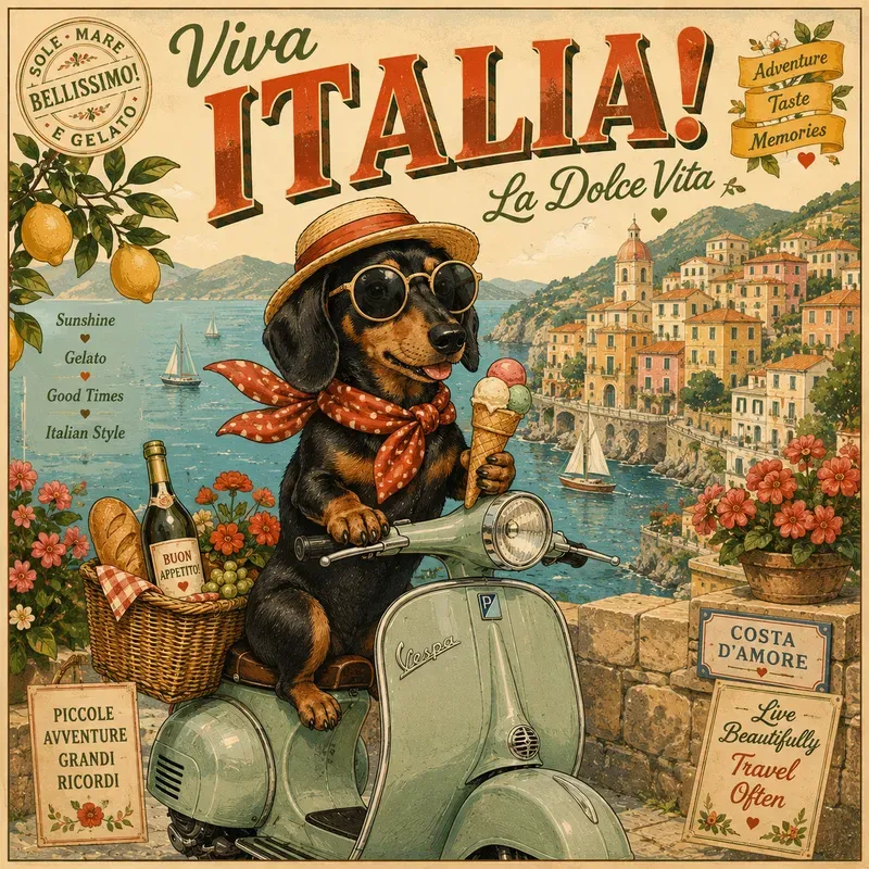 Italian Animal Travel Poster Art