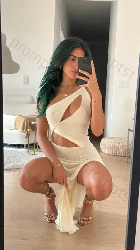 Female Model Deep Squat Mirror Selfies