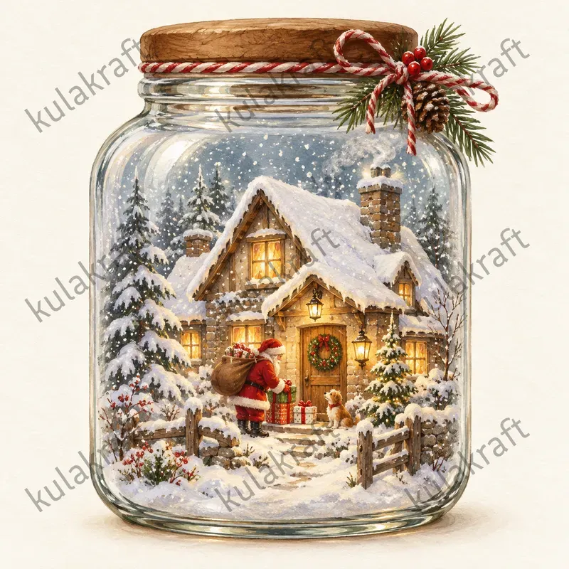 Christmas Jar Diorama Cliparts
