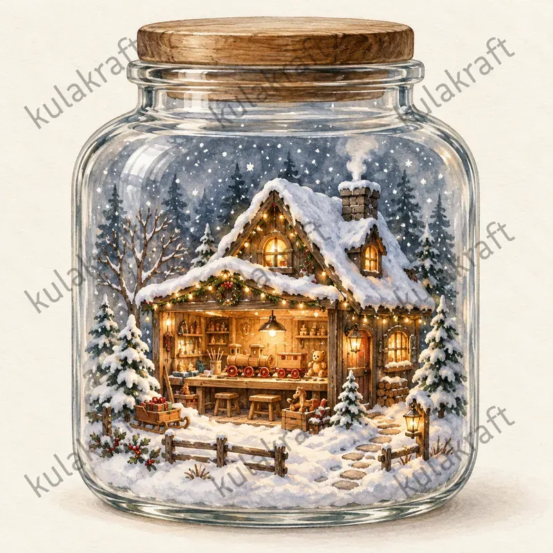Christmas Jar Diorama Cliparts