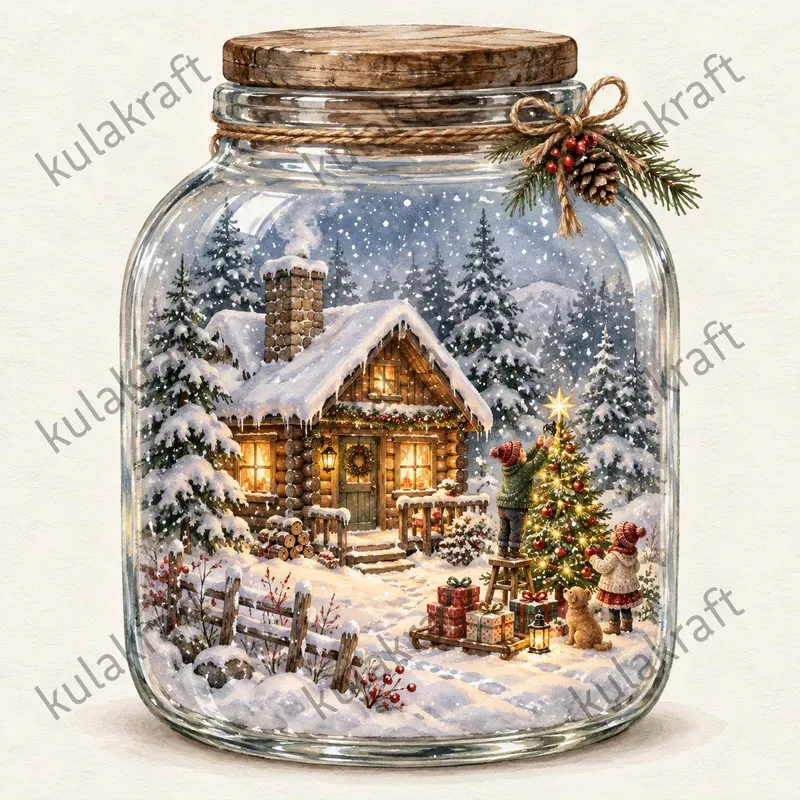 Christmas Jar Diorama Cliparts