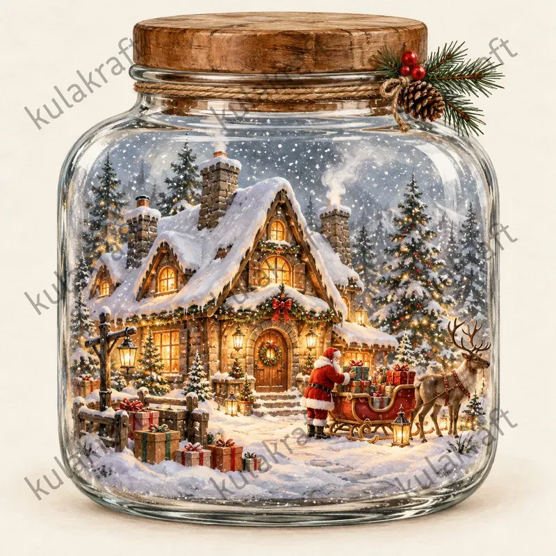 Christmas Jar Diorama Cliparts